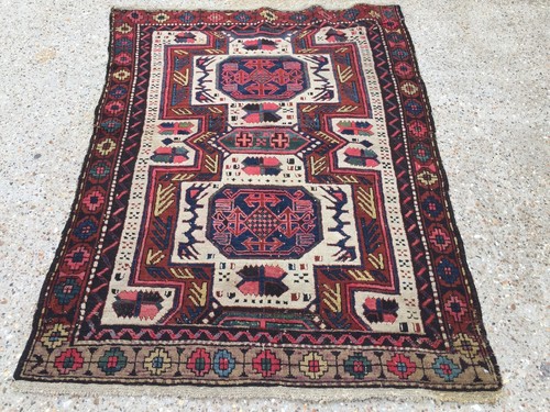 Old kazak rug wool oriental - old,