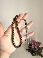 Tiger Eye Stone Prayer Beads Misbaha Tasbeeh Tesbih Metal Tassel