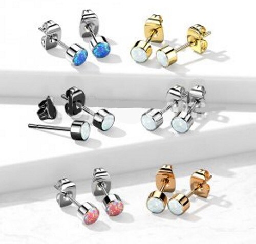 Pair opal bezel set implant - set,