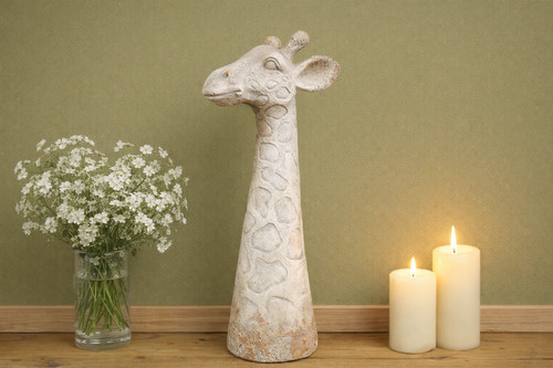 Stone effect giraffe ornament - stone,