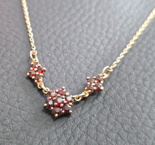 Denmark 925 Sterling Silver Gold Plated Garnet Necklace