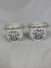Pair Of Richard Ginori Fine Porcelain Cachepots "Rapallo" Pattern. 14cm H.