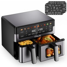10L Air Fryer Dual Zone Digital Oven Cooker 10-in-1 Oil Free Roast Dehydrate UK