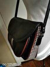 Vintage Tweed & Faux Leather Shoulder Bag. Made In England