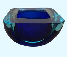 Murano Blue Glass Square Bowl/