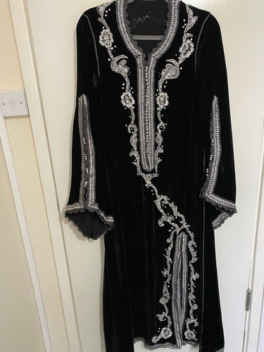 Velvet moroccan kaftan black - velvet,
