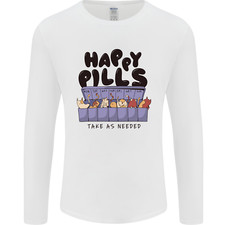 Cats Happy Pills Funny Feline Mens Long Sleeve T-Shirt