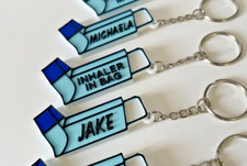 Asthma Inhaler In Bag Condition Alert Tag Personalised Emergency Contact Keyring
