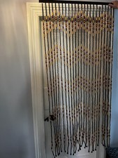 Vintage Wooden Beaded Door Curtain 70s Fly Screen Retro Boho Hippie 