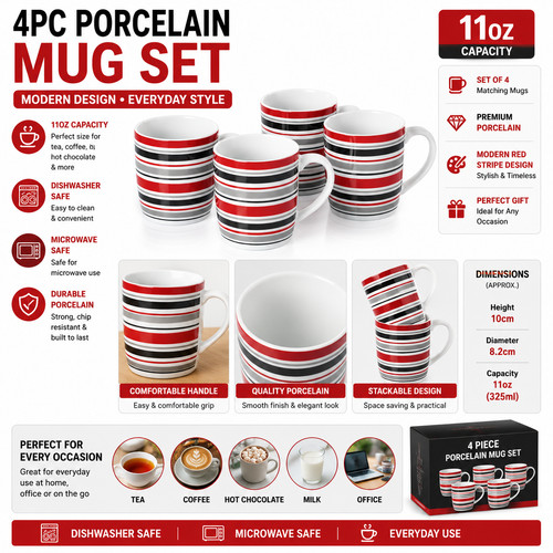 4pc porcelain mug - porcelain,
