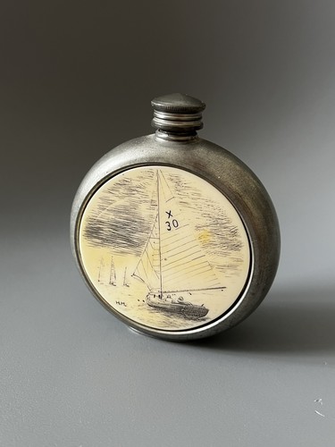 Round sheffield pewter - pewter, hip