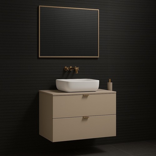 Beige bathroom vanity unit - beige,