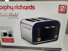 Brand new in box Morphy Richards navy blue rose gold accents 4 slices toaster