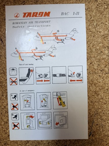 Tarom bac safety card - bac,