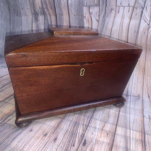 Antique mahogany tea caddy - mahogany,