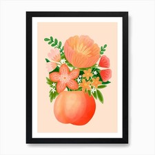 Peach Vase Art Print Framed