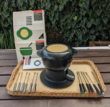 Cast Iron & Enamel Fondue Set