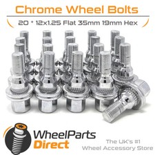 Wheel Bolts (20) 12x1.25 Chrome for Peugeot 508 [Mk1] 11-16 on Original Wheels