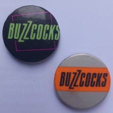 vintage BUZZCOCKS punk rock button badge x 2