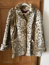 1980s Vintage Tissavel  Faux Fur Leopard Print Coat