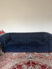 3 seater Bleu Velvet sofa
