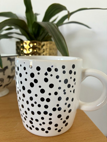 White black ceramic polka - white,