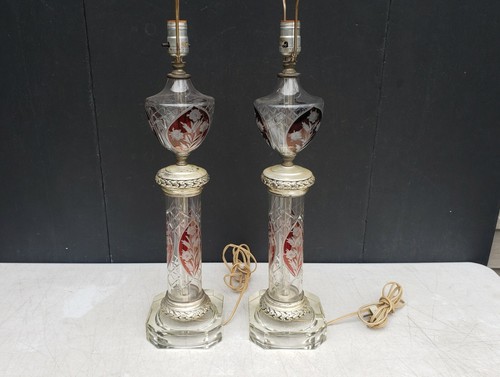 Bohemian glass table - glass,
