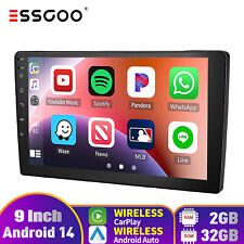 Android 14 2+32G 9" Carplay Stereo Radio GPS NAV Bluetooth RDS Touch Screen 2DIN