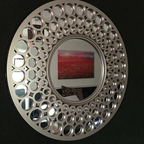 Large silver round wall - silver,