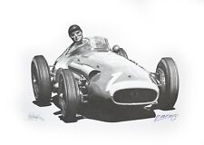 Fangio 1957 F1 hand signed print - My Greatest Race - artist Alan Stammers