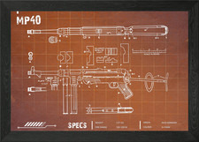 Mp40 blueprint Framed Wall Art