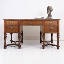 Highly Decorative Large Oak “Partners” Desk C1910