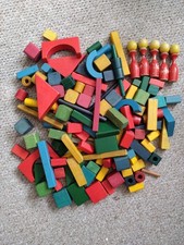 Large Selection Of Vintage Wooden Building Blocks Toy