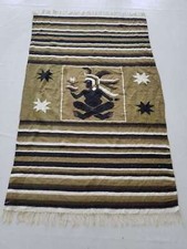 Vintage Handmade Mexican Pictorial Multicolor Kilim Rug Carpet 200x123cm