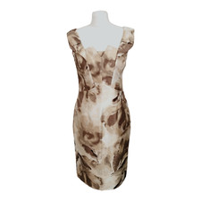 Beige Satin Pencil Dress 10 Lined Collar Sleeveless Occasion Michaela Louisa