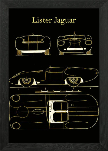Lister jaguar blueprint framed - jaguar,