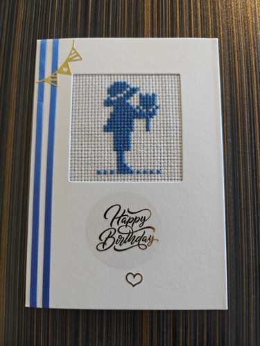 Handmade cross stitch card - cross,