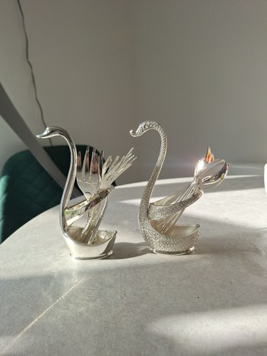Swan pair cutterly set silver - swan,