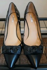 Geox Shoes Heels Black Leather Pumps UK 4 37 Rrp £129.90 reiss
