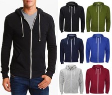 Mens Fleece Hoodie Zip Up Regular Fit Plain Cotton Zipped Hood Sweatshirt UK