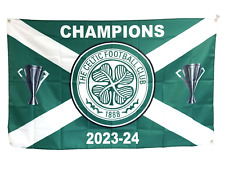 CELTIC CHAMPIONS OF SCOTLAND 2023/24 FOOTBALL FLAG 5x3FT FREE UK 48HR  POST
