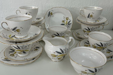 Vintage Bone China Tea Set 'Stardust' Colclough x 8 Trios Creamer & Sugar Bowl