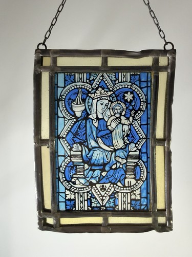 Vintage stained glass madonna - stained,