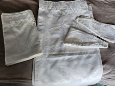 Cream Damask curtains 60" X 69" Pelmet Valance Tie Backs