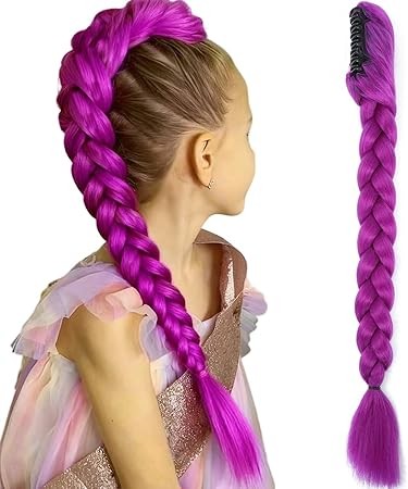 Long purple braid - purple, hair