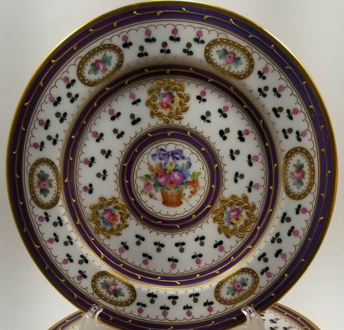Sevres purple floral basket - sevres,