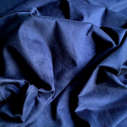 Navy cotton needlecord fabric - navy,