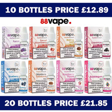 88 Vape E-Liquid | 10ml | 44 Flavours pod liquid | All Strengths | 10 & 20 Packs