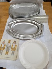ALUMINIUM SERVING TRAYS X15 PLATES CUPS NAPKINS SERVIETTES PARTY WEDDING HOME