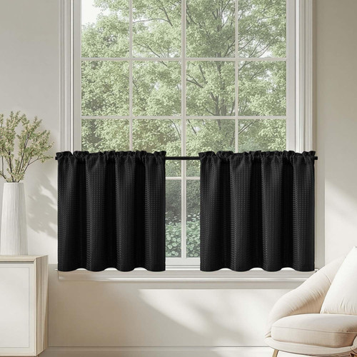 Black kitchen curtains inch - kitchen,
